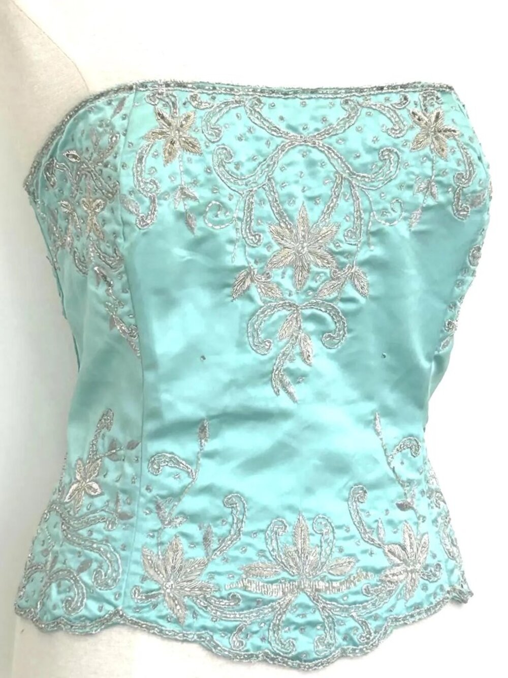 JASDEE Vintage Bustier Corset Hand Work Gotta Thread Embroidery On Satin F3033